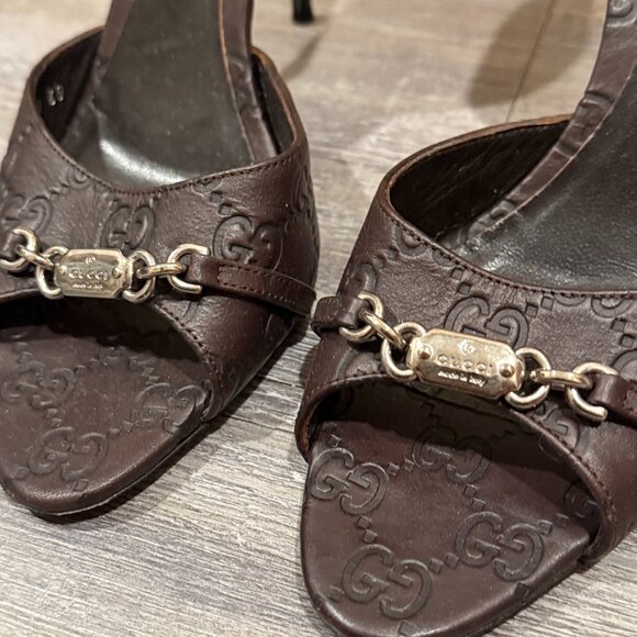 Gucci Brown Guccissima Leather Horsebit D'orsay Peep Toe Pumps Size 39 - Picture 2 of 7